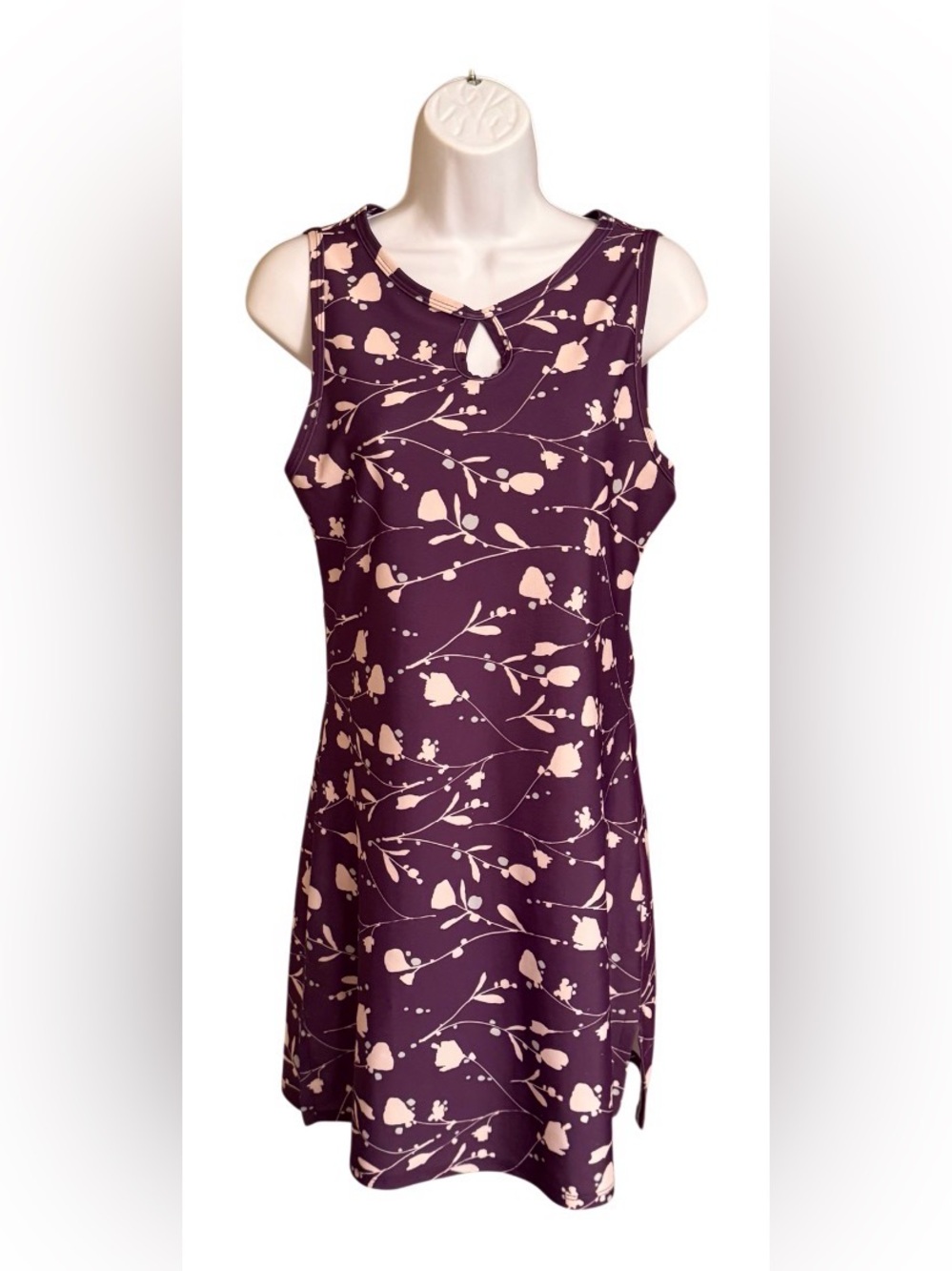 Nuu Muu Ruu-Muu Purple Floral Keyhole Exercise Dress Women M Back Pocket